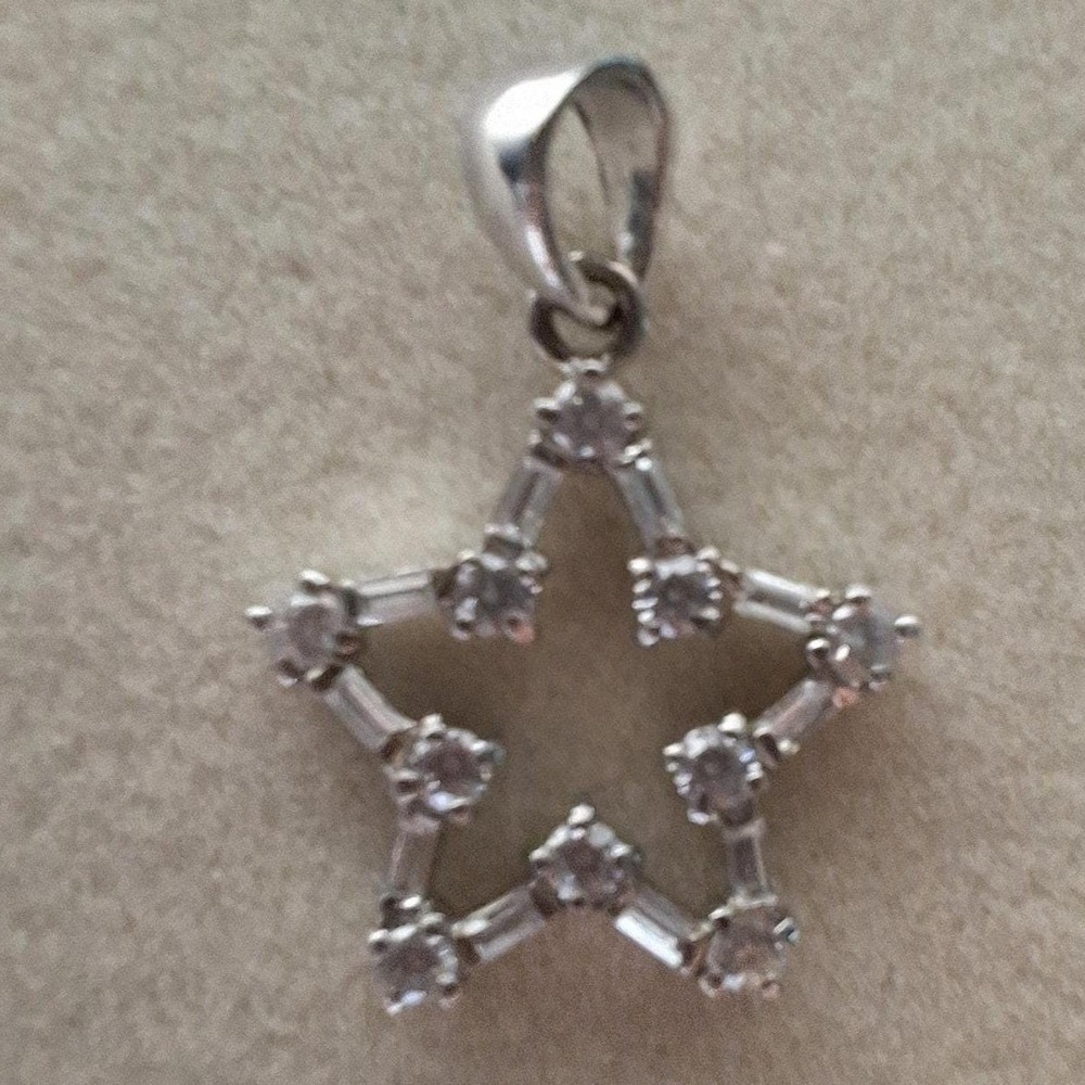 Star pendant charm with cubic zirconia in sterling silver chain not included